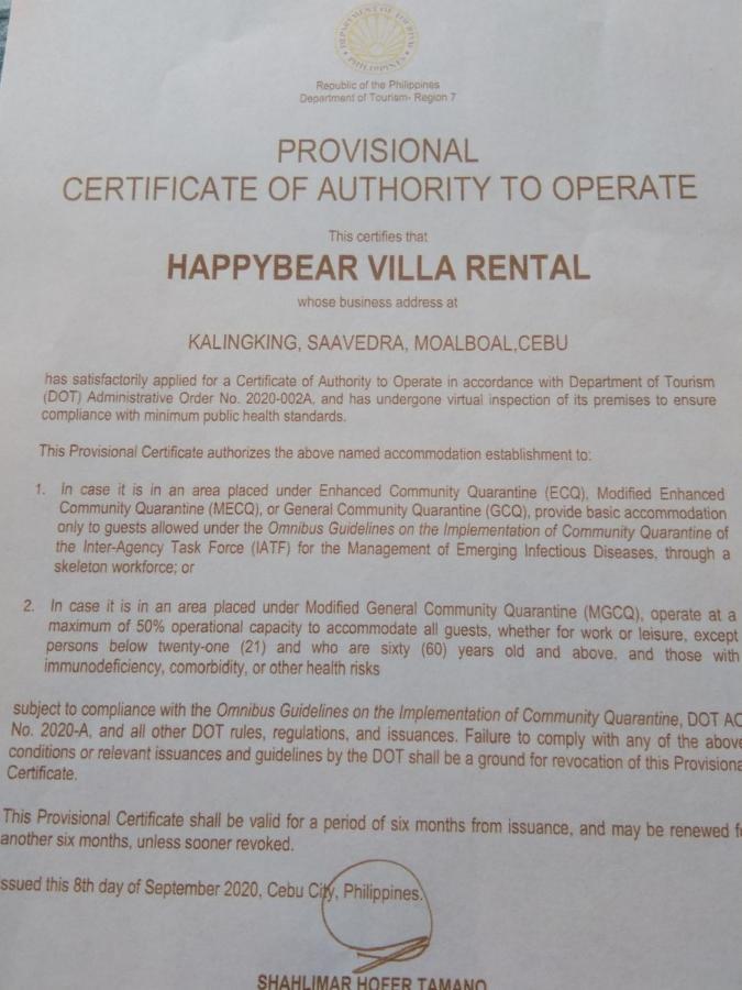 Happy Bear Moalboal Budget Rooms מראה חיצוני תמונה